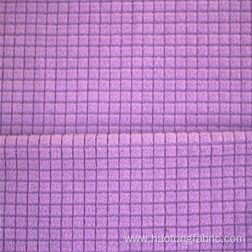 Purple Plaid Checked Jacquard Knit Brushed Fleece Fabrics